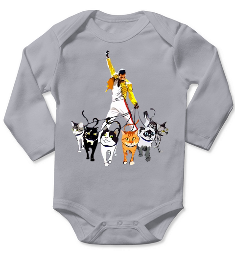 Freddie Mercury and cats shirt Long Sleeve Baby One-Piece