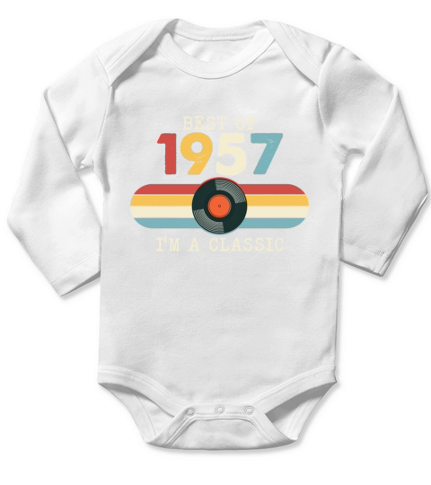 Funny Birthday Best Of 1957 Im A Classic Long Sleeve Baby One-Piece