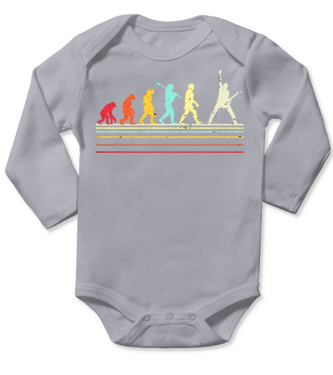 Funny Guitar Shirt Retro Vintage Evolution Of Man Long Sleeve Baby One-Piece