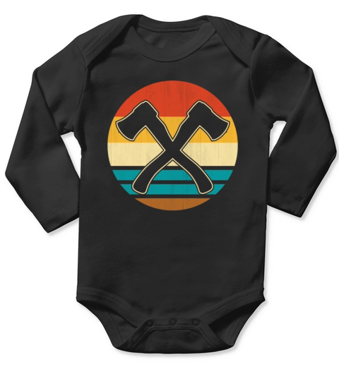 Funny Retro Vintage Style Axe Thrower Throwing Long Sleeve Baby One-Piece