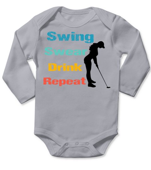 funny Swing Swear Drink Repeat retro vintage Long Sleeve Baby One-Piece