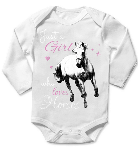 Girl loves horses saying rider gift idea Long Sleeve Baby One-Piece