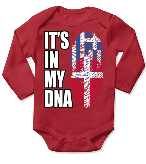 Greek And Danish Mix Heritage DNA Flag Long Sleeve Baby One-Piece