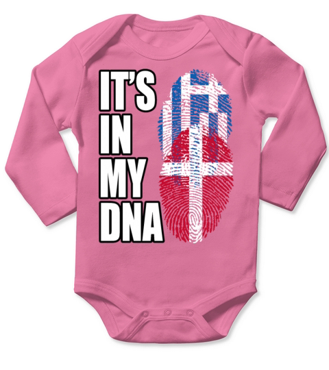 Greek And Danish Mix Heritage DNA Flag Long Sleeve Baby One-Piece