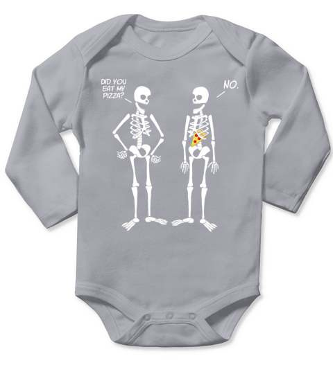 Halloween Skeletons Did You Eat My Pizza Long Sleeve Baby One-Piece