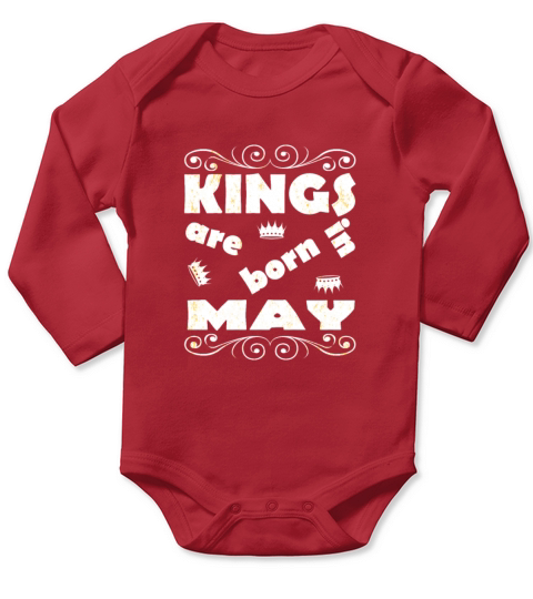Kings Are Born In May Long Sleeve Baby One-Piece