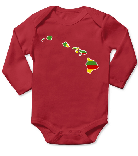 Land Map America US State Distressed Hawaii Long Sleeve Baby One-Piece