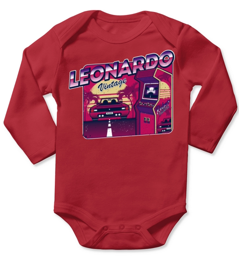 Leonardo - Personalized Vintage Gamer 80s 90s Long Sleeve Baby One-Piece