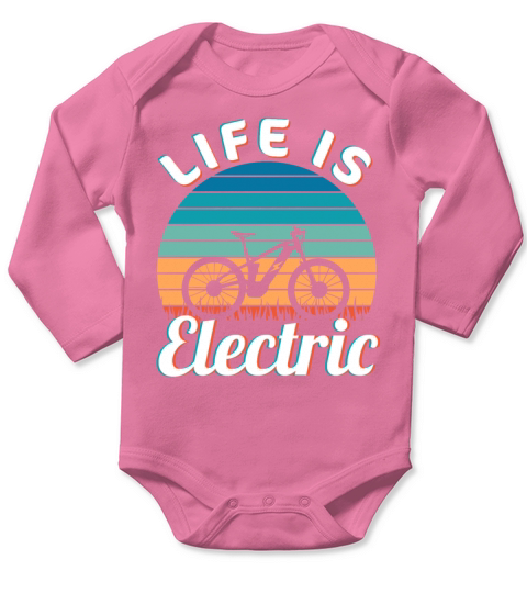 Life is Electric Vintage Ebike Sunset Long Sleeve Baby One-Piece