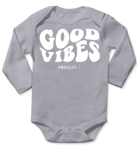 Mahj Life Groovy Quote Good Vibes White Long Sleeve Baby One-Piece