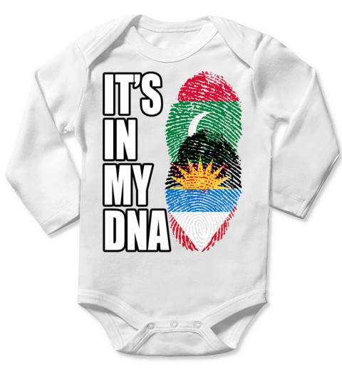 Maldivian And Antiguan Mix Heritage DNA Flag Long Sleeve Baby One-Piece