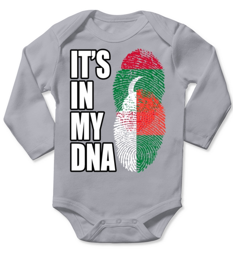 Maldivian And Malagasy Mix Heritage DNA Flag Long Sleeve Baby One-Piece