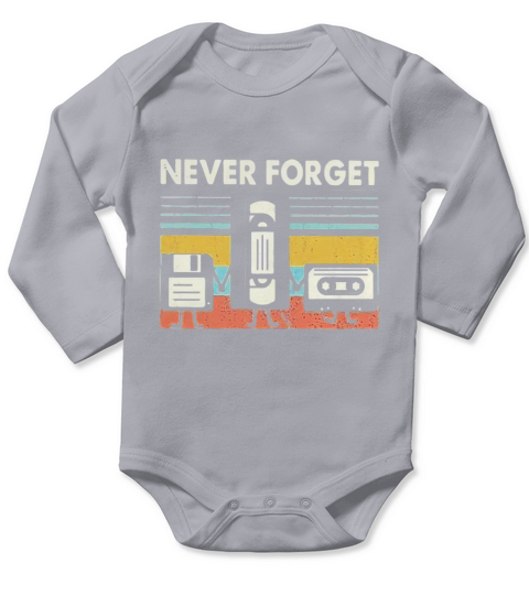 Never Forget Floppy Disk VHS Cassette Tape vintage shirt Long Sleeve Baby One-Piece