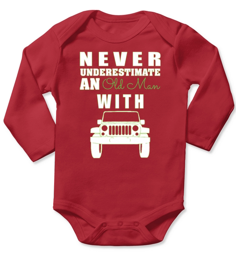 Never underestimate an old man with a jeep Long Sleeve Baby One-Piece