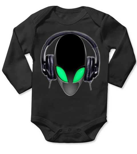 new Alien Music Lover DJ (Simplified Fit All Design) Long Sleeve Baby One-Piece