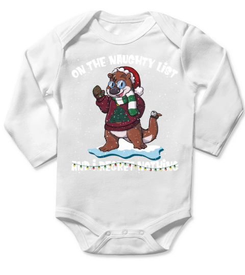 On The Naughty List And I Regret Nothing Otter Long Sleeve Baby One-Piece