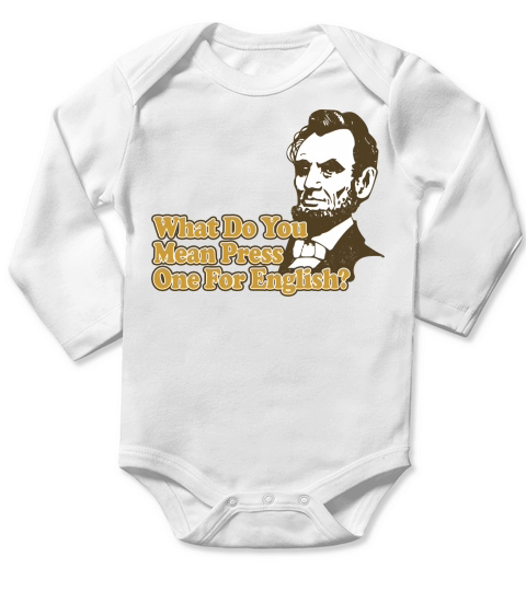 Press One For English Long Sleeve Baby One-Piece