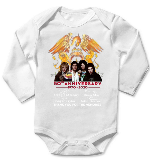 Queen 50th Anniversary 1970 2020 Signature Thank You For The Memories shirt Long Sleeve Baby One-Piece