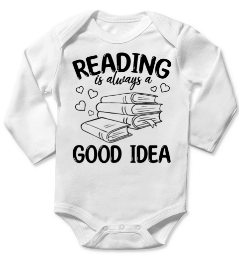 Reading Is Always A Good Idea Book Lover Reading Long Sleeve Baby One-Piece
