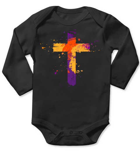 Retro Vintage Color Splash Cross Long Sleeve Baby One-Piece