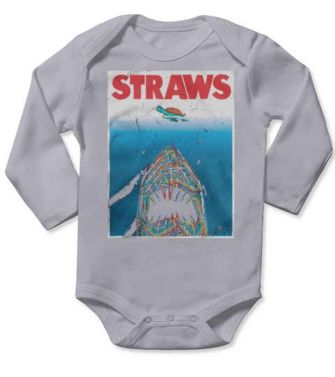 Straws  Jaws Shark And Turles Long Sleeve Baby One-Piece
