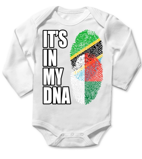 Tanzanian And Malagasy Vintage Heritage DNA Flag Long Sleeve Baby One-Piece