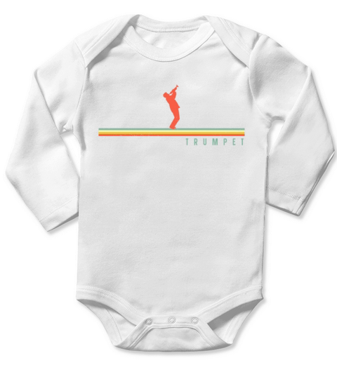 Trumpet Player Retro Vintage Long Sleeve Baby One-Piece
