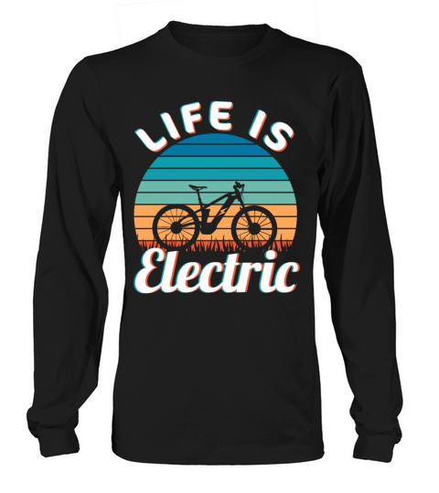 Life is Electric Vintage Ebike Sunset Long sleeved Unisex