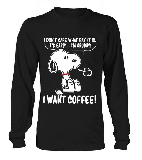 Snoopy - I want coffee Long sleeved Unisex