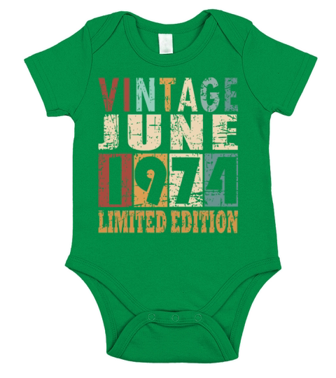 1974 vintage born in June gift Short Sleeve Baby One-Piece