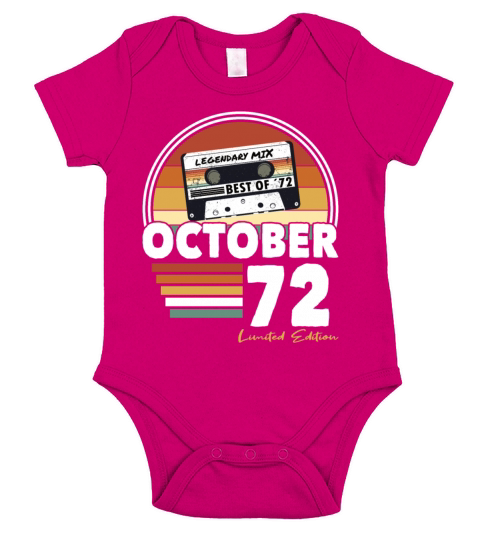 50th birthday vintage october 1972 limited edition Short Sleeve Baby One-Piece