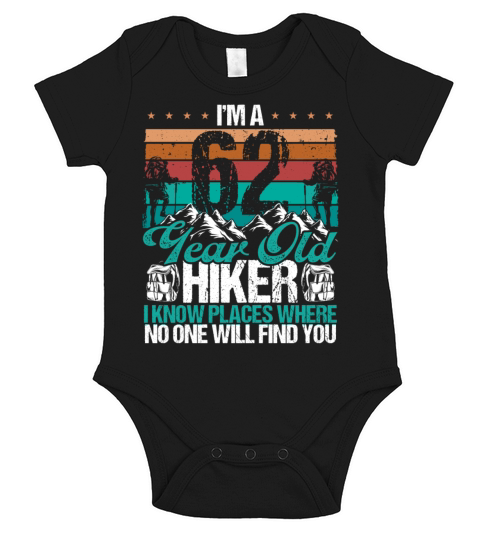 62 Birthday Hikers Vintage Mountains 62 Years Old Short Sleeve Baby One-Piece