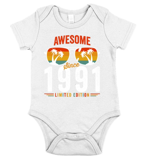 Awesome Since 1991 Birthday Retro Vintage 31 32 Ye Short Sleeve Baby One-Piece