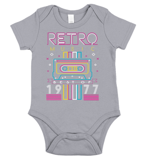 Best Of 1977 Retro Cassette Vintage Birthday Short Sleeve Baby One-Piece