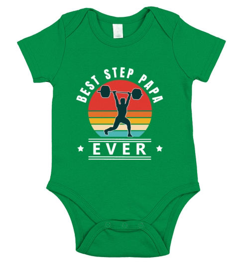 Best step papa ever weight lifting W Short Sleeve Baby One-Piece