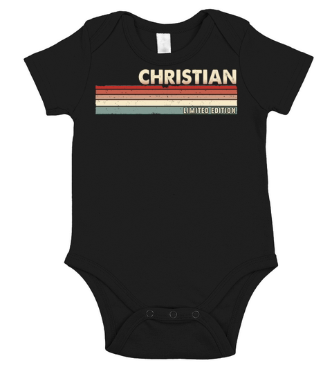 Christian - Funny Retro Vintage Name 80s 90s Short Sleeve Baby One-Piece