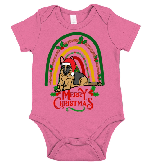 Christmas German Shepherd Short Sleeve Baby One-Piece