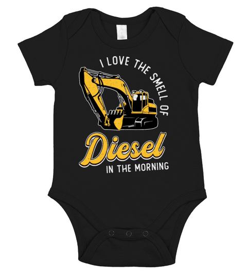Excavator I Love The Smell Construction Worker Short Sleeve Baby One-Piece