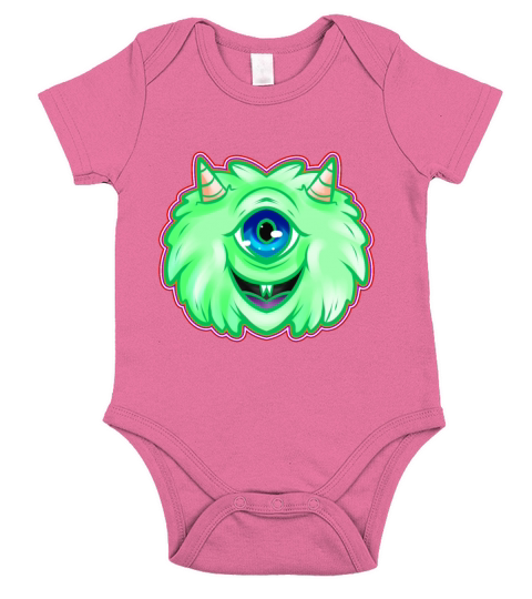 Fluffy Green One Eyed Monster With Horns Halloween Short Sleeve Baby One-Piece