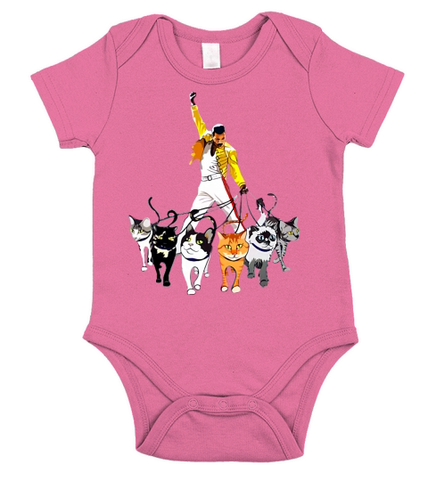 Freddie Mercury and cats shirt Short Sleeve Baby One-Piece