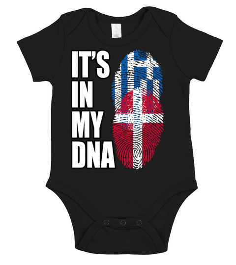 Greek And Danish Mix Heritage DNA Flag Short Sleeve Baby One-Piece