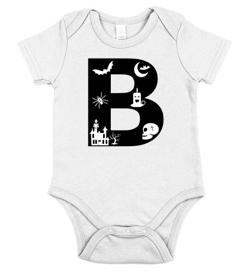 Halloween Alphabets Numbers Clipart B Short Sleeve Baby One-Piece