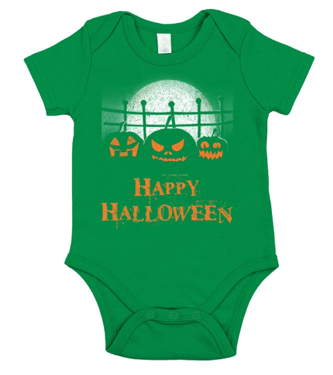 Happy Halloween Pumpkins On A Full Moon Short Sleeve Baby One-Piece