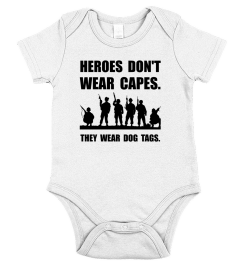 Heroes Wear Dog Tags Short Sleeve Baby One-Piece
