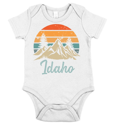 Idaho Retro Vintage Mountain Sunset Outdoors Wilde Short Sleeve Baby One-Piece