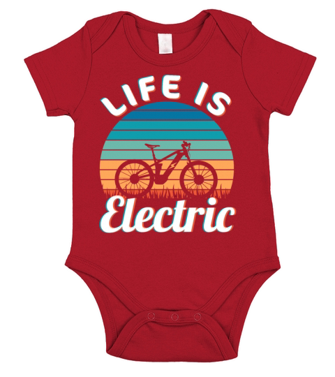 Life is Electric Vintage Ebike Sunset Short Sleeve Baby One-Piece