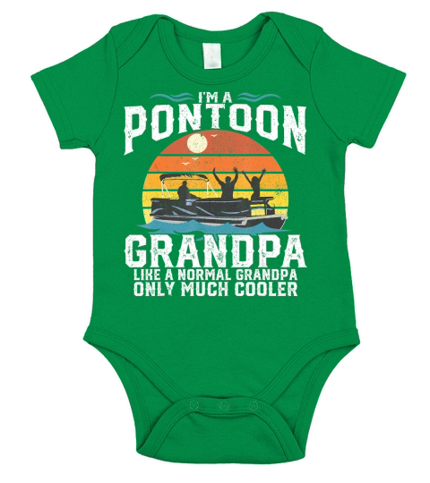 Mens Pontoon Grandpa Captain Retro Funny Boating Fathers Day Gift T-Shirt Short Sleeve Baby One-Piece
