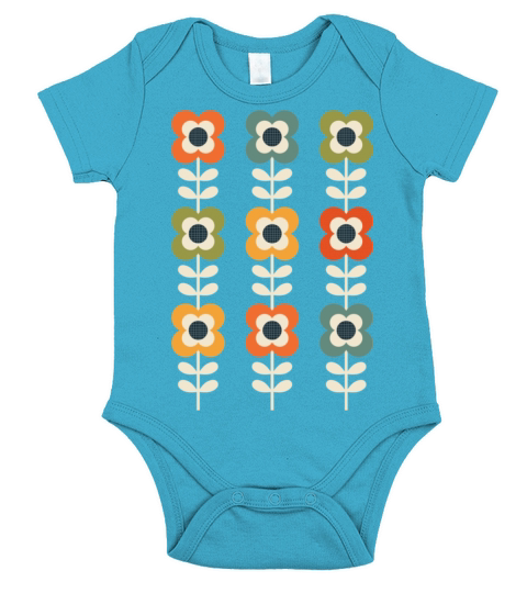 Mod Flowers in Retro Colors on Charcoal Short Sleeve Baby One-Piece