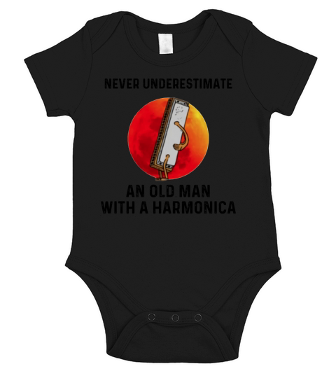 Never underestimate an old man with a harmonica Short Sleeve Baby One-Piece