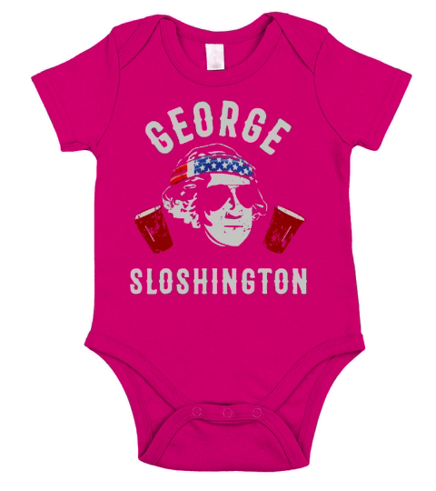 President George Sloshington July 4th Party Drinking shirt Short Sleeve Baby One-Piece